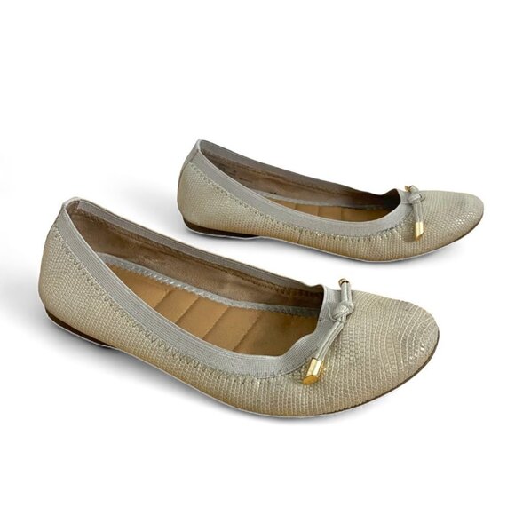 Kelly + Katie Kayla Taupe Metallic Leather Slip On Comfort Ballet Flats Size 7 - Picture 2 of 10